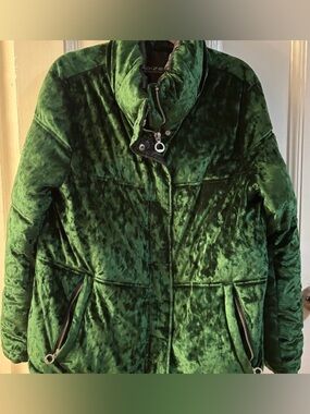 Noize Green Velvet Puffer Coat